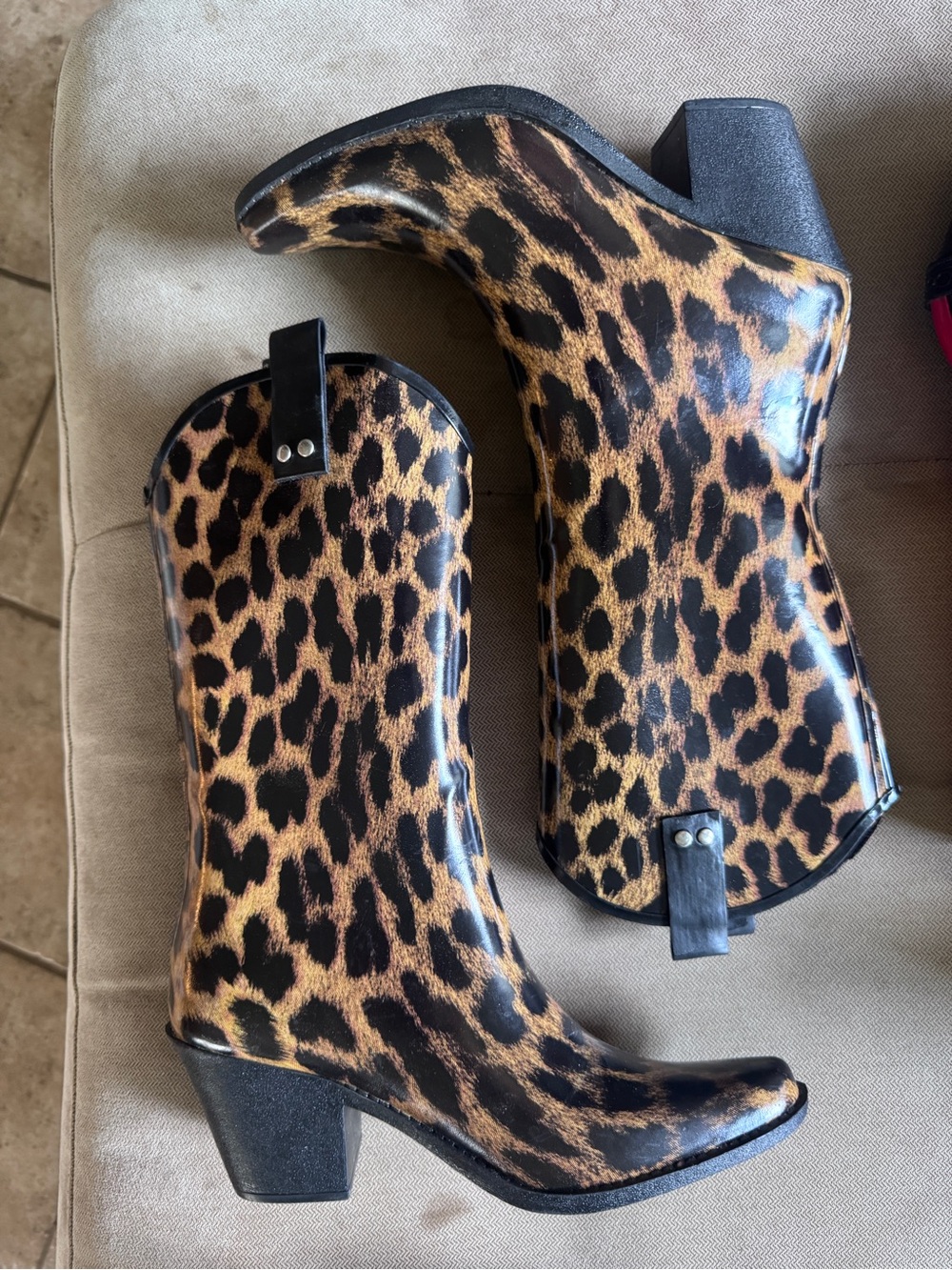 Corkys Leopard Print Western Ankle Boots - Brown/Black